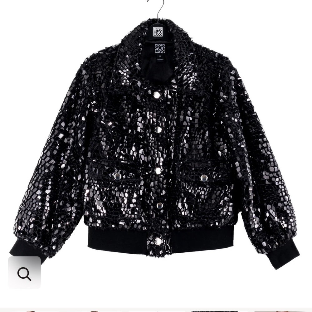 NWT Size Small Clara Sun Woo Sparkle Bomber Jacket